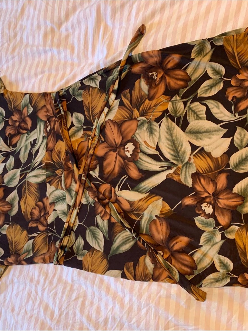 Floral Wrap Dress in Brown and Green